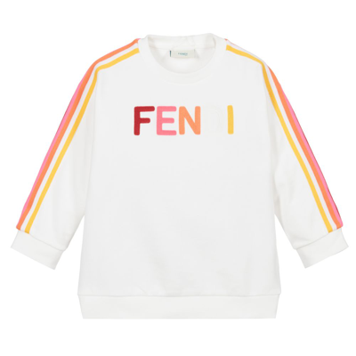Shop Fendi White Cotton Logo Sweatshirt