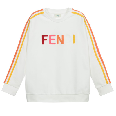 Shop Fendi Teen White Logo Sweatshirt