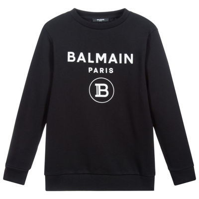 Shop Balmain Teens Black Logo Sweatshirt