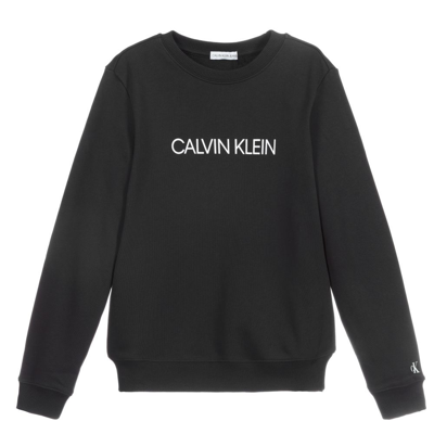 Shop Calvin Klein Jeans Est.1978 Teen Black Organic Cotton Logo Sweatshirt