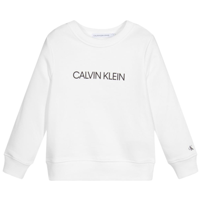 Shop Calvin Klein Jeans Est.1978 White Organic Cotton Logo Sweatshirt
