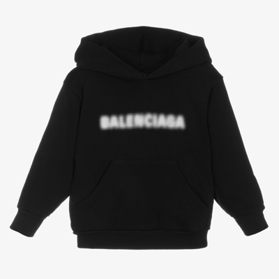 Shop Balenciaga Black Cotton Logo Hoodie