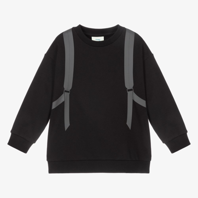 Shop Fendi Boys Black Backpack Logo Sweatshirt