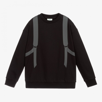 Shop Fendi Boys Teen Black Backpack Sweatshirt