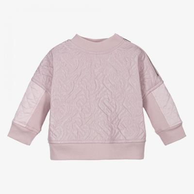 Shop Burberry Girls Pink Logo Baby Sweatshirt