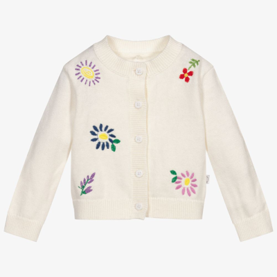 Shop Stella Mccartney Ivory Floral Baby Cardigan