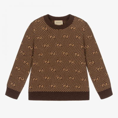 Shop Gucci Brown Gg Wool Sweater