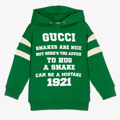 Shop Gucci Green Cotton Logo Hoodie