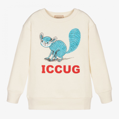 Shop Gucci Ivory Reverse Logo Sweatshirt