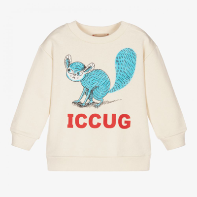Shop Gucci Ivory Logo Baby Sweatshirt