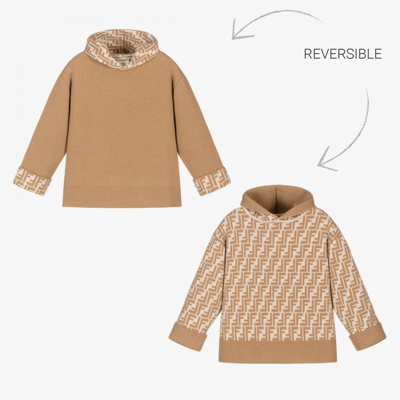 Shop Fendi Beige Reversible Wool Sweater