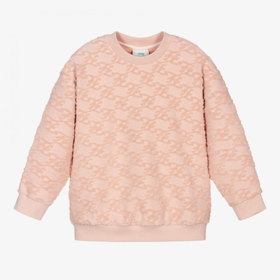 Shop Fendi Girls Pink Ff Logo Sweatshirt