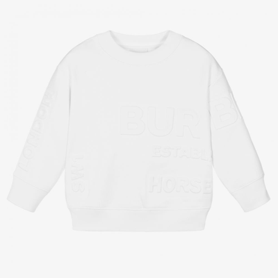 Shop Burberry Boys White Cotton Sweatshirt