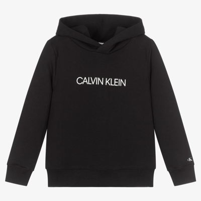 Shop Calvin Klein Jeans Est.1978 Black Cotton Logo Hoodie
