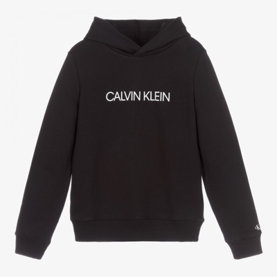 Shop Calvin Klein Jeans Est.1978 Teen Black Organic Cotton Logo Hoodie