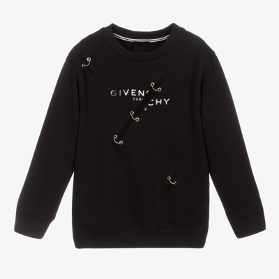 Shop Givenchy Boys Black Cotton Logo Sweatshirt