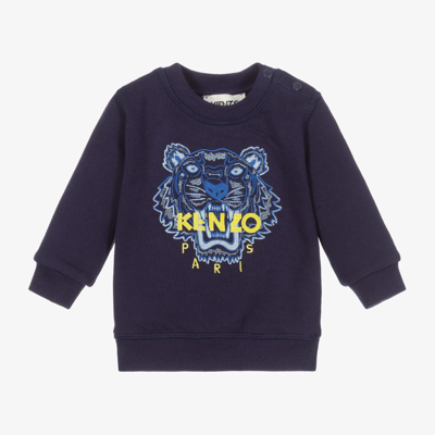 Shop Kenzo Boys Blue Tiger Sweatshirt