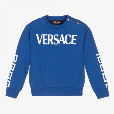 Shop Versace Boys Blue & White Baby Sweatshirt