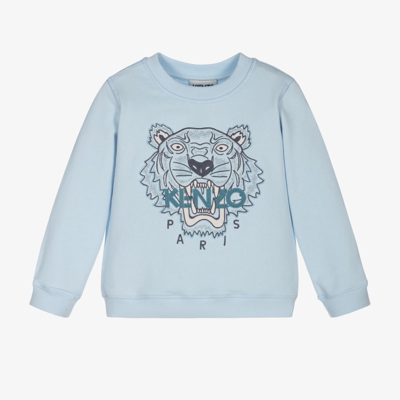 Shop Kenzo Boys Pale Blue Tiger Sweatshirt