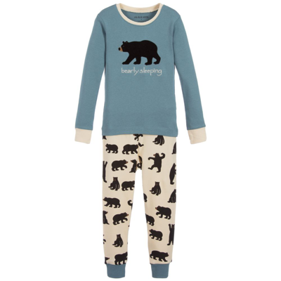 Shop Little Blue House By Hatley Boys Blue & Ivory Cotton Bear Pyjamas