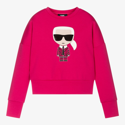 Shop Karl Lagerfeld Girls Pink Karl Ikonik Sweatshirt