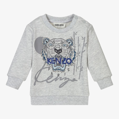 Shop Kenzo Kids Boys Grey Tiger Sweatshirt