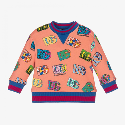 Shop Dolce & Gabbana Girls Pink Logo Sweatshirt