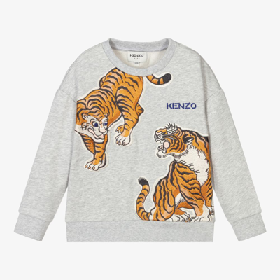 Shop Kenzo Boys Grey Pop Tiger Sweatshirt
