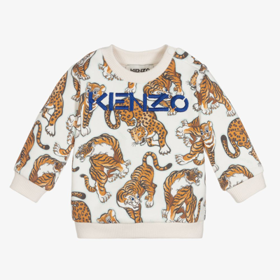 Shop Kenzo Boys Ivory Cotton Baby Sweatshirt