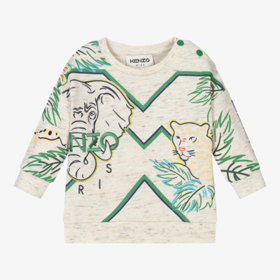 Shop Kenzo Boys Ivory Cotton Sweatshirt