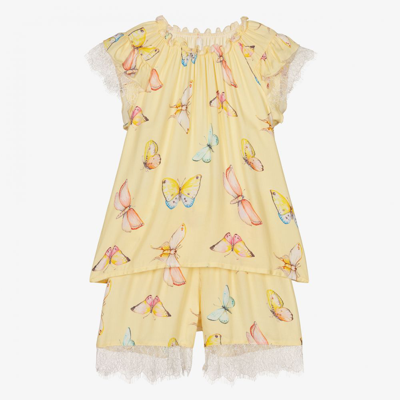 Shop Amiki Children Girls Yellow Butterfly Pyjamas