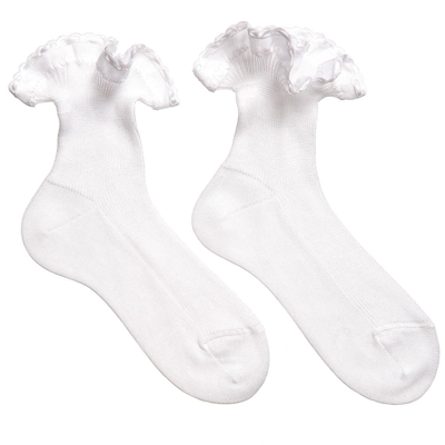 Shop Story Loris Girls White Cotton Ruffles Socks