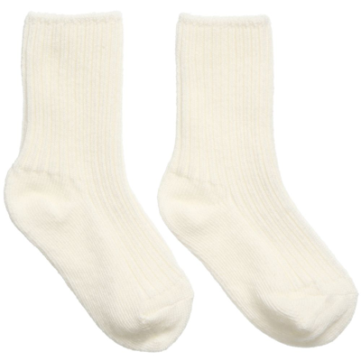 Shop Joha Ivory Ribbed Thermal Wool Socks