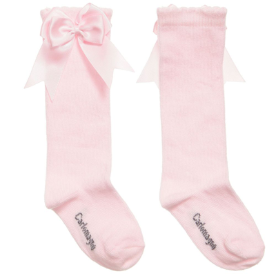 Shop Carlomagno Girls Pink Cotton Knee Length Socks