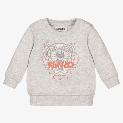 Shop Kenzo Kids Girls Grey Tiger Baby Sweatshirt