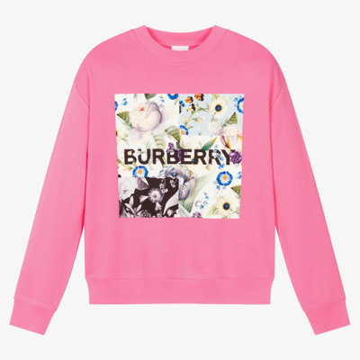 Shop Burberry Girls Teen Pink Cotton Sweatshirt