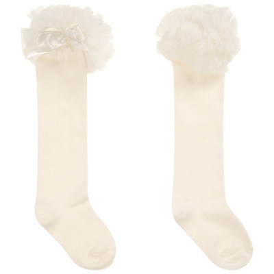 Shop Beau Kid Girls Ivory Cotton & Tulle Socks