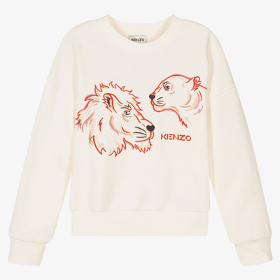 Shop Kenzo Girls Teen Ivory Cotton Sweatshirt