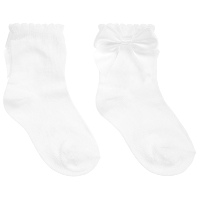 Shop Carlomagno Girls White Cotton Socks