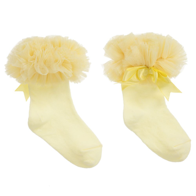 Shop Beau Kid Girls Yellow Frilly Cotton Socks