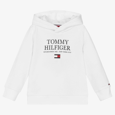 Shop Tommy Hilfiger Boys White Cotton Hoodie