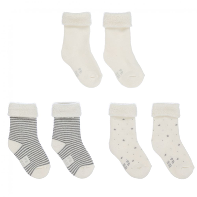 Shop Petit Bateau Ivory & Grey Baby Socks (3 Pack)