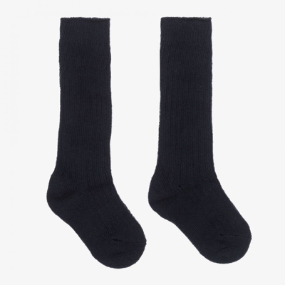 Shop Beau Kid Navy Blue Ribbed Cotton Socks