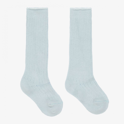 Shop Beau Kid Pale Blue Ribbed Cotton Socks