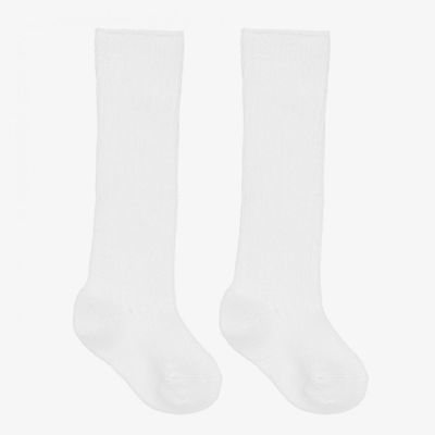 Shop Beau Kid White Ribbed Cotton Socks