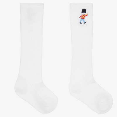 Shop Beau Kid White Ribbed Soldier Socks