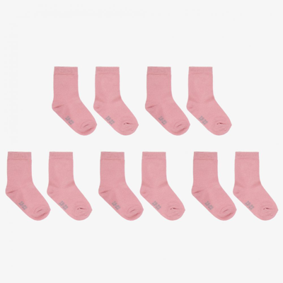 Shop Minymo Girls Pink Cotton Socks (5 Pack)