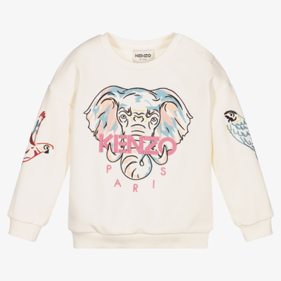 Shop Kenzo Girls Ivory Elephant Sweatshirt