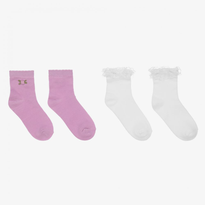Shop Mayoral Girls Purple & White Socks (2 Pack)