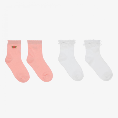 Shop Mayoral Girls Pink & White Socks (2 Pack)